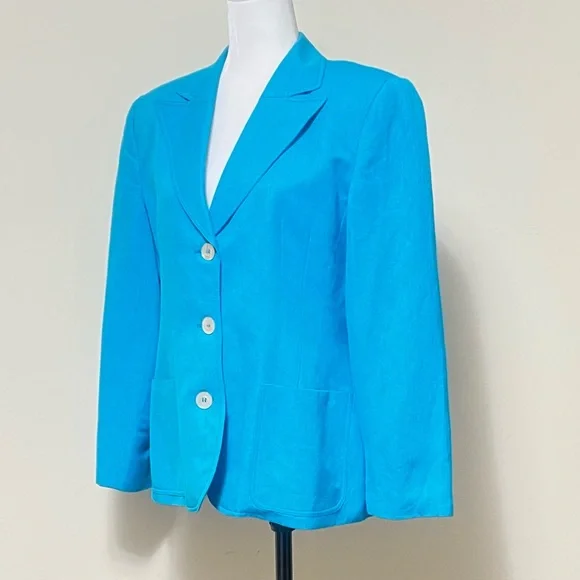 Giorgio Sant’ Angelo NEW Sky Blue Linen Rayon 3 Button Spring Blazer Jacket 10 - Picture 4 of 14